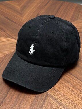 Polo by Ralph Lauren Black Baseball Cap with White Polo Logo